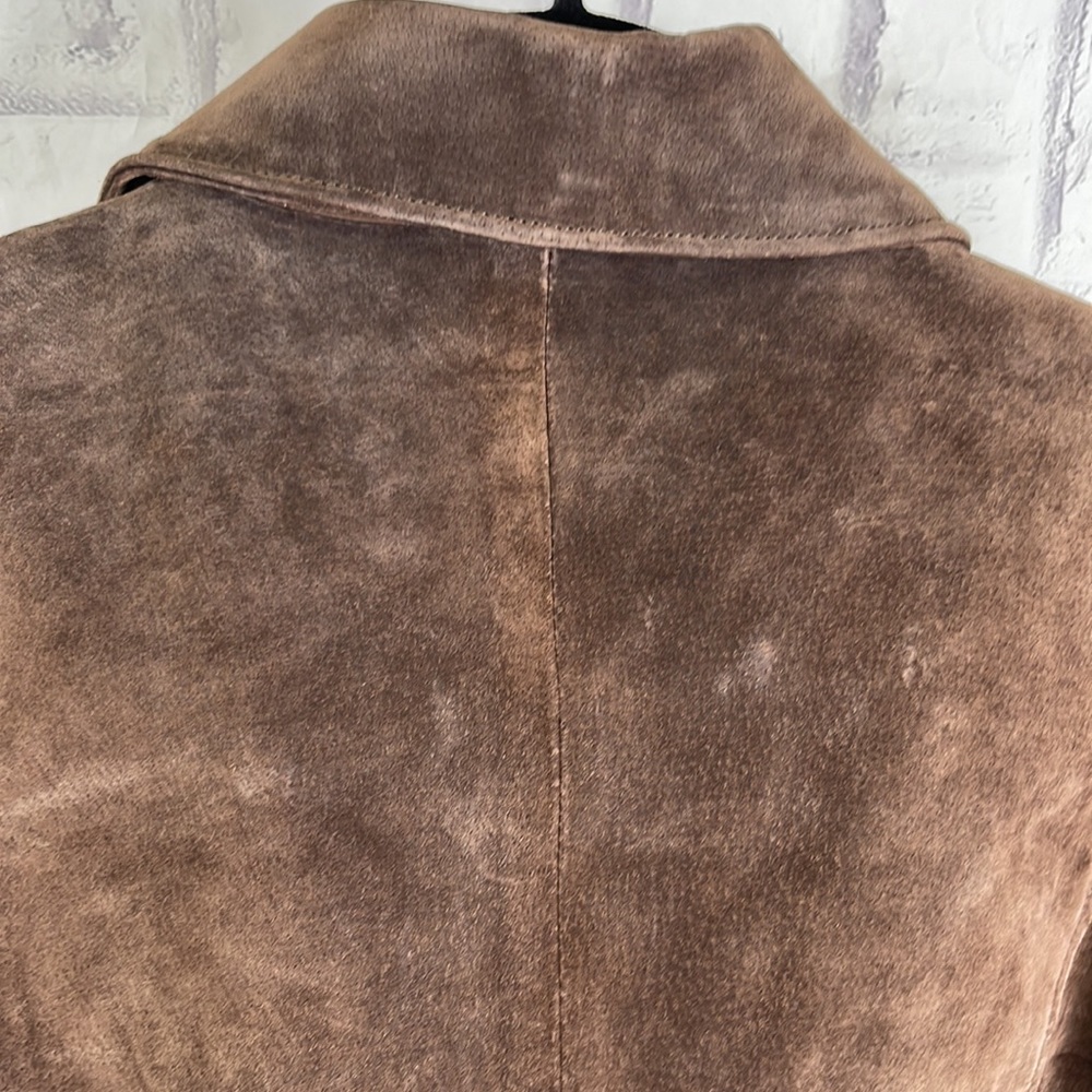 Lake Matley Suede Jacket Pockets Brown Full Zip Front Studded Embroidered Design - Picture 9 of 12